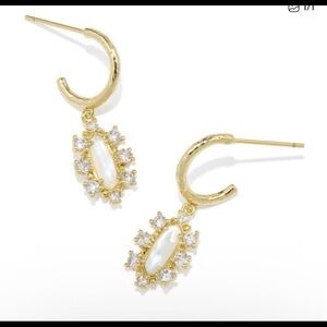 Emma crystal framed huggie white earrings new with tags #1656